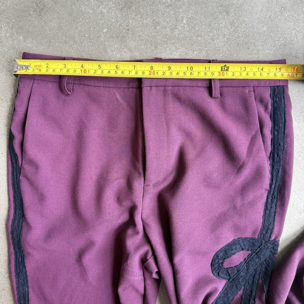 Maeve By Anthropologie Ribbon Slim Flare Trouser Pant Maroon Sz 12 Tall Coquette - Picture 6 of 7